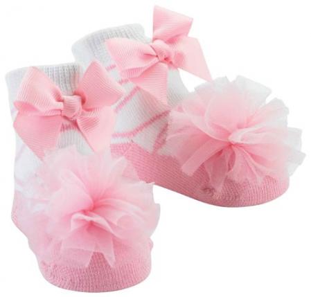 Mud Pie Baby-Girls Newborn Tulle Puff Socks in Pink For Age 0-12 Months Avaliable in Karachi