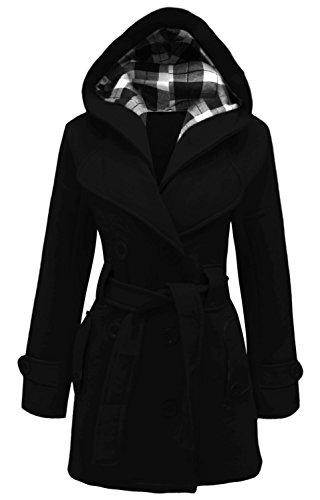 Womens Warm Fleece Hooded Jacket With Belt Coat Top