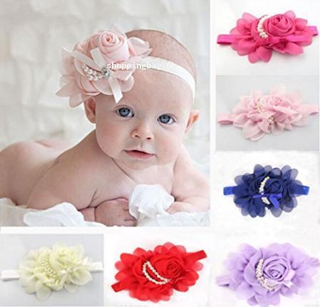 New Born Headband with Pearl Beads 6 pcs (Multi-Color)