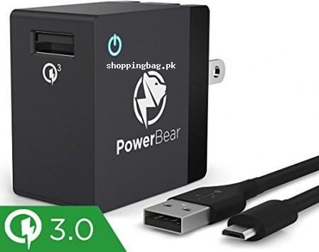 PowerBear Fast USB Charger for Samsung and iPhone with Cable