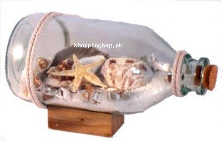 Glass Bottle with Real Starfish and Sand (Beach in Bottle)
