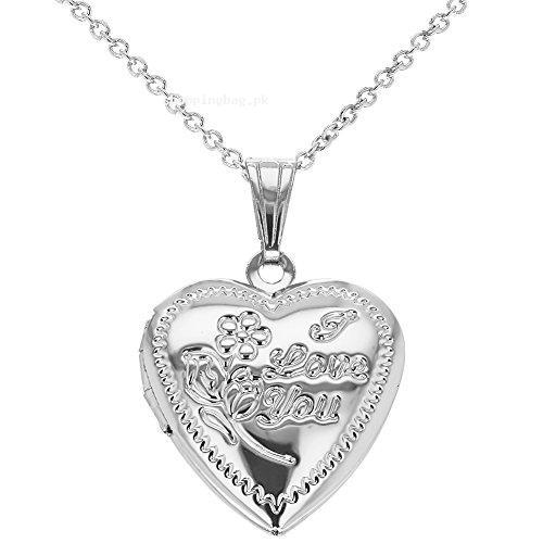 Silver Heart I Love You Photo Locket