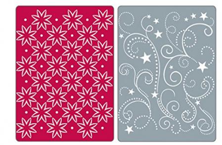 Sizzix Textured Impressions Embossing Folders 2PK - Flowers, Stars & Swirls Set by Rachael Bright