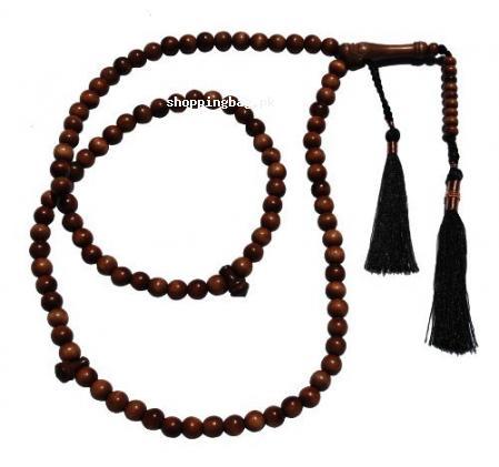 Shiny 6mm Iron Wood Beads Tesbih with Copper on Tassels
