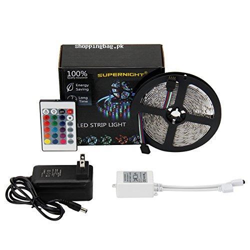 SUPERNIGHT 5M Color Changing Light Strip +24 Key IR Remote Control + Power Supply