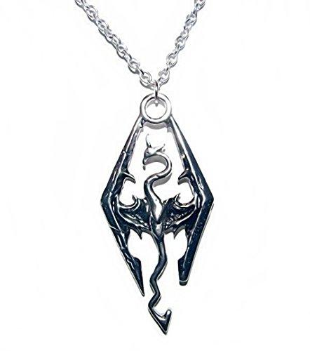 Elder Scrolls Dragon PENDANT In Silvertone