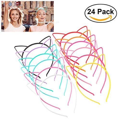 UNOMOR Cat Ear Headbands (24 Pieces with 12 Colors)