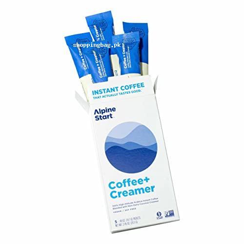 Alpine Start Colombian Arabica Coconut Creamer Non Dairy Instant Coffee - 5 Single Serve Packets,