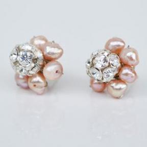 Pearl Silver Earring Gem Stone Handmade by Flower GemStone