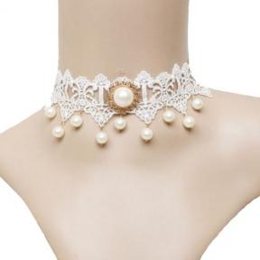 Shopping of White Wedding Party Handmade Lace Necklace