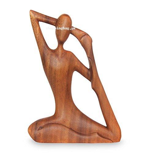 NOVICA Wood Yoga Stretch Sculpture