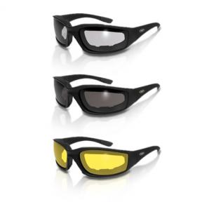3 Pairs Kickback Foam Padded Motorcycle Sun Glasses