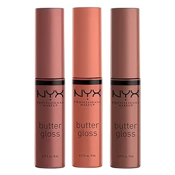 NYX PROFESSIONAL MAKEUP Butter Gloss Brown Sugar, Non-Sticky Lip Gloss - Pack Of 3 (Sugar High, Spiked Toffee, Butterscotch) NYX PROFESSIONAL MAKEUP Butter Gloss Brown Sugar, Non-Sticky Lip Gloss - Pack Of 3 (Sugar High, Spiked Toffee, Butterscotch)