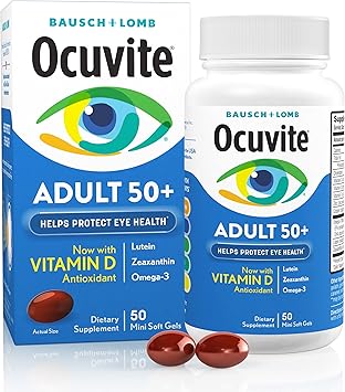 Ocuvite 50+ Eye Vitamins with Lutein, Zeaxanthin & Omega-3, 50 Softgels