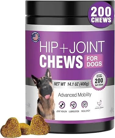 Glucosamine for Dogs 200pcs Joint Support Supplement Dog Hip and Joint Chondroitin Chews Treats with MSM Dog Joint Pain Relief Mobility Supplements Chicken Flavor Fit All Large Small Medium Breed