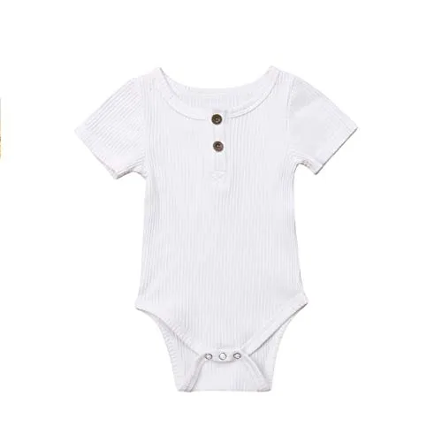 Emmababy Fashion Newborn Baby Boy Girl Solid Romper Jumpsuit Knitted Short Sleeve Sunsuit Clothes Outfits 0-24M (0-3M, White) Emmababy Fashion Newborn Baby Boy Girl Solid Romper Jumpsuit Knitted Short Sleeve Sunsuit Clothes Outfits 0-24M (0-3M, White)
