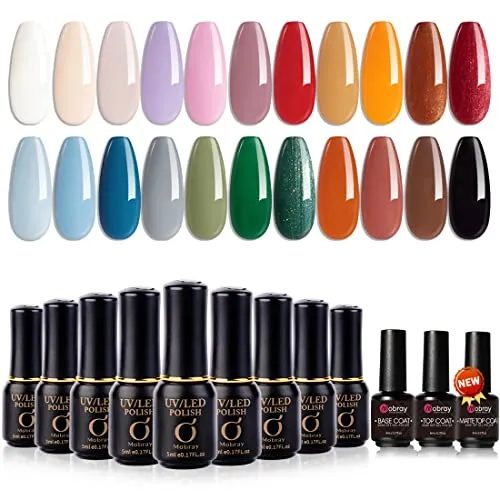 Mobray Gel Nail Polish Kit, 25 Pcs Soak off Nail Gel Polish 22 Colors Nude Orange Nail Polish Blue Brown Gel Polish Starter Set with 3 Glossy & Matte Top and Base Coat Beauty Gifts for Women Mobray Gel Nail Polish Kit, 25 Pcs Soak off Nail Gel Polish 22 Colors Nude Orange Nail Polish Blue Brown Gel Polish Starter Set with 3 Glossy & Matte Top and Base Coat Beauty Gifts for Women