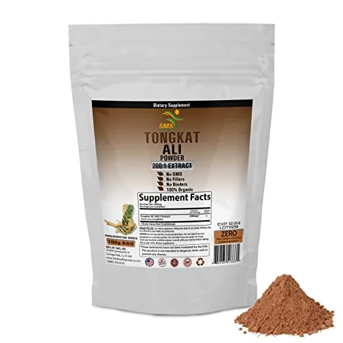 Maximum Strength Tongkat Ali Extract 200:1 Concentrate Powder (LongJack) by SMS, 100 Grams, Premium Longjack Supplement for Men and Women, Vegan Maximum Strength Tongkat Ali Extract 200:1 Concentrate Powder (LongJack) by SMS, 100 Grams, Premium Longjack Supplement for Men and Women, Vegan