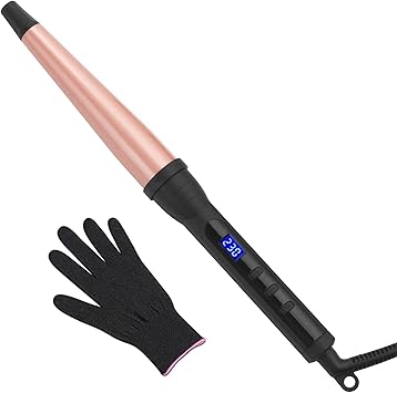 Curling Wand, Professional Ceramic 3/4-1 1/4 Inch Tapered Hair Curling Iron, LCD Display with 14 Heat Setting(100Β°C to 230Β°C), Dual Voltage Instant Heating Hair Wand Curler for All Hair Type Curling Wand, Professional Ceramic 3/4-1 1/4 Inch Tapered Hair Curling Iron, LCD Display with 14 Heat Setting(100Β°C to 230Β°C), Dual Voltage Instant Heating Hair Wand Curler for All Hair Type
