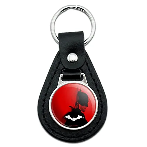 Black Leather The Batman Batarang Keychain Black Leather The Batman Batarang Keychain