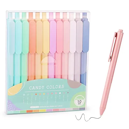 WY WENYUAN 12Pcs Ballpoint Pens, Comfortable Writing Pens, Pastel Retractable Pretty Journaling Pens, Black Ink Medium Point 1.0 mm Gift Pens, Cute Pens Office Supplies for Women&Men WY WENYUAN 12Pcs Ballpoint Pens, Comfortable Writing Pens, Pastel Retractable Pretty Journaling Pens, Black Ink Medium Point 1.0 mm Gift Pens, Cute Pens Office Supplies for Women&Men