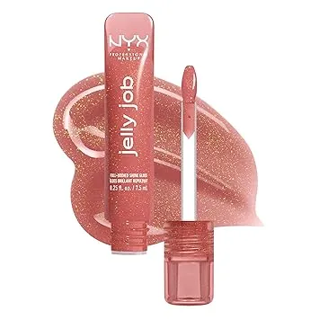 NYX PROFESSIONAL MAKEUP Jelly Job Lip Gloss, Lip Tint Gloss with Full-Bodied, Smoothing, and Hyper-Glossy Shine - Honey, Its Jelly (Nude Pearl Shimmer) NYX PROFESSIONAL MAKEUP Jelly Job Lip Gloss, Lip Tint Gloss with Full-Bodied, Smoothing, and Hyper-Glossy Shine - Honey, It