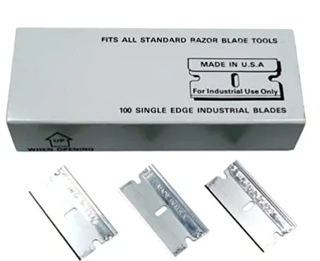FitAll - 100 Pack Razor Blades-Replacement Razor Blades Single Edge, (100 pack Single Edge Razor Blades) Made in USA!!