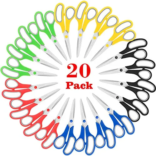 Scissors Bulk 20-Pack, Taotree 8 Multipurpose Scissors, Soft Comfort-Grip Handles Stainless Steel Sharp Shears for School Office Home, High/Middle School Classroom Scissors, Sewing DIY Craft Supplies Scissors Bulk 20-Pack, Taotree 8" Multipurpose Scissors, Soft Comfort-Grip Handles Stainless Steel Sharp Shears for School Office Home, High/Middle School Classroom Scissors, Sewing DIY Craft Supplies