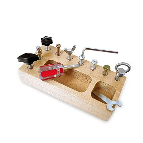 Montessori Toys for 3 4 5 Year Old, Montessori Screwdriver Board, Kids Wooden Toys, Fine Motor Skills Toys, Sensory Toys for Toddlers, Preschool Learning Toys for Toddler Travel