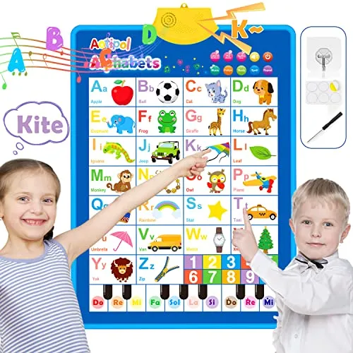 aotipol Electronic Interactive Alphabet Wall Chart, Talking ABC & 123 & Piano Tone Poster, Educational Toys for 3 4 5 Year Old Boys Girls, Toddlers Kids Learning Toys
