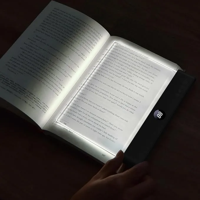Book Light, Rechargeable Clear LED Flat Book Lights for Reading in Bed at Night with 3 Colors & Timer, Dimmable Panel Plate Book Lamp Full Page Light, Bookish Gifts for Women Readers Kids Book Lovers