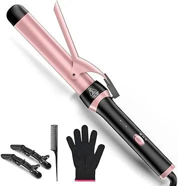 Curling Wand, 1.25 Inch Curling Iron with Clamp, Extra Long Barrel Ceramic Coating for Long/Medium Hair Waving Style Tool, Dual Voltage for Traveling, Hair Style Tool for Girls and Women Curling Wand, 1.25 Inch Curling Iron with Clamp, Extra Long Barrel Ceramic Coating for Long/Medium Hair Waving Style Tool, Dual Voltage for Traveling, Hair Style Tool for Girls and Women