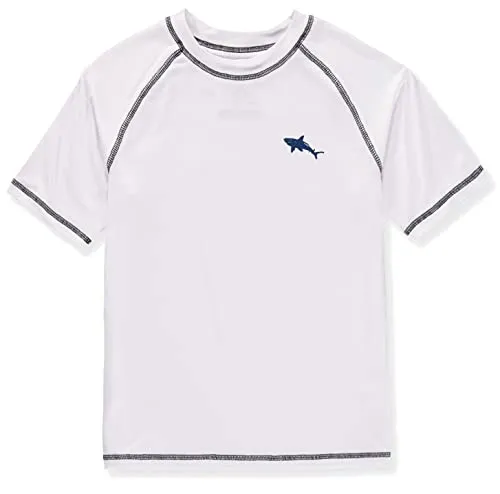 Big Chill Boys' Short Sleeve Long Sleeve Rashguard Swim Shirt UPF 50+ (6, White (Short Sleeve))