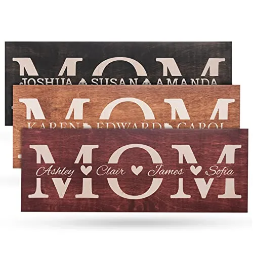 Mothers Day Gift, Personalized Wooden Sign w/ Child Names, - 5 Wooden Colors, 5 Fonts, 2 Sizes - Custom Mom Gifts for Mothers Day from Daughter, Son, Grandma Mothers Day Gifts, Rustic Wood Mom Sign Mothers Day Gift, Personalized Wooden Sign w/ Child Names, - 5 Wooden Colors, 5 Fonts, 2 Sizes - Custom Mom Gifts for Mothers Day from Daughter, Son, Grandma Mothers Day Gifts, Rustic Wood Mom Sign