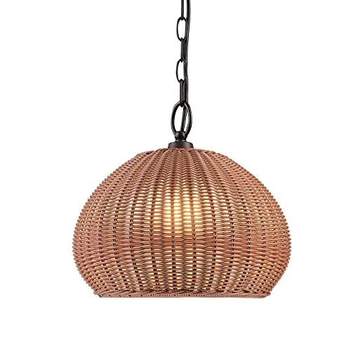 Globe Electric Novogratz x Globe 44761 Salvador 1-Light Outdoor Plug-in Pendant Light, Plastic Rattan Shade, Frosted Inner Shade, Bronze Hanging Cord and Chain Globe Electric Novogratz x Globe 44761 Salvador 1-Light Outdoor Plug-in Pendant Light, Plastic Rattan Shade, Frosted Inner Shade, Bronze Hanging Cord and Chain