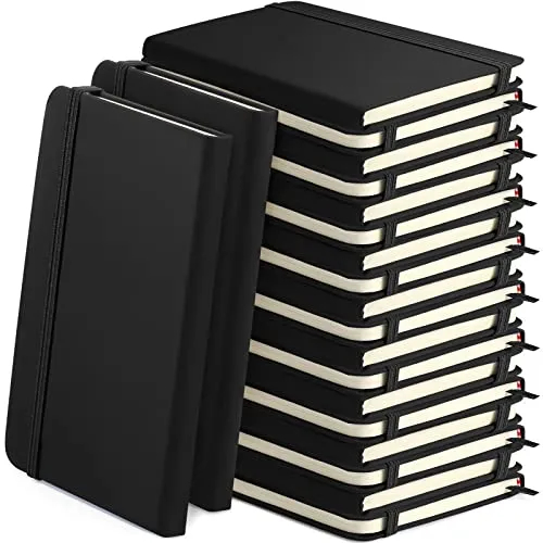 20 Pieces Lined Journal Notebooks A5 Hardcover Executive Notebooks 5.5 X 8.3 Inches Journals Faux Leather Black Ruled Writing Notebooks with Elastic Band for Office Home School Business