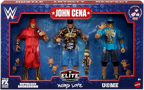 WWE Elite Collection John Cena 3-Pack, Collectible Set of 6-inch Action Figures with Articulation WWE Elite Collection John Cena 3-Pack, Collectible Set of 6-inch Action Figures with Articulation