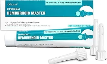 Ebanel 4% Lidocaine Hemorrhoid Treatment Ointment with Phenylephrine, Witch Hazel, Vitamin B6, Zinc Oxide, Frankincense, External and Internal Hemorrhoids Treatment Burn Itch Pain Relief Anal Cream Ebanel 4% Lidocaine Hemorrhoid Treatment Ointment with Phenylephrine, Witch Hazel, Vitamin B6, Zinc Oxide, Frankincense, External and Internal Hemorrhoids Treatment Burn Itch Pain Relief Anal Cream