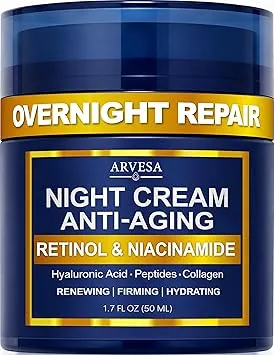 Night Cream for Women Anti Aging - Night Moisturizer for Face with Retinol, Peptides, Niacinamide - Anti-Wrinkle, Firming & Hydrating Skin Care - Fragrance-Free, Non Greasy Overnight Face Cream