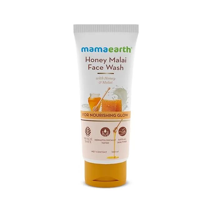 MAMAEARTH Honey Face Wash with Malai for Soft, Nourished Skin and Natural Glow | Gently Cleanses with Honey & Milk Cream | Suitable for Dry to Normal Skin | 100ml (3.38 fl oz) MAMAEARTH Honey Face Wash with Malai for Soft, Nourished Skin and Natural Glow | Gently Cleanses with Honey & Milk Cream | Suitable for Dry to Normal Skin | 100ml (3.38 fl oz)