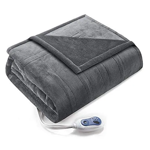 Comfort Spaces Solid Microlight Heated Snuggle Wrap Blanket â€“ Grey - 50x64 inches
