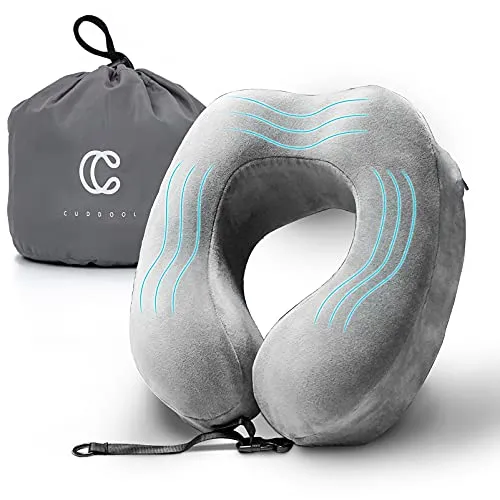 Cuddool Travel Pillow, Memory Foam Neck Pillow U-Shaped 360Â° Adjustable Head Chin Support, Traveling Sleep Rest Airplane, Car, Office & Home Use Sleeping Pillows(Grey)