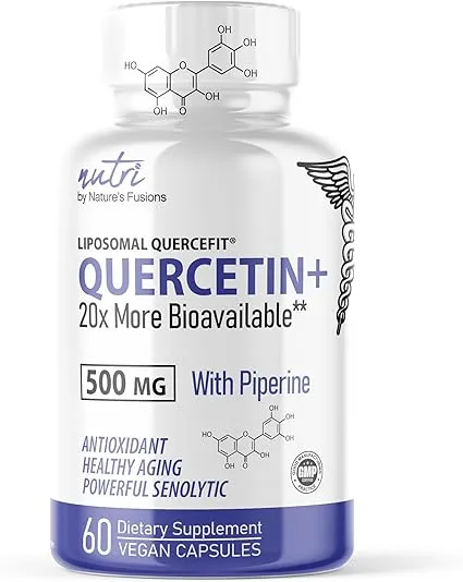 Nature's Fusions Nutri Liposomal Quercetin Phytosome with Piperine - Patented 20x More Bioavailable Than Quercetin Supplements - Supports Immune/Cardiovascular Health - 60 Quercetin 500mg Capsules