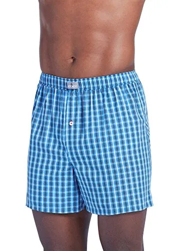 Jockey Men's Underwear 100% Cotton Woven 5" Boxer, Baxter Light Blue, l