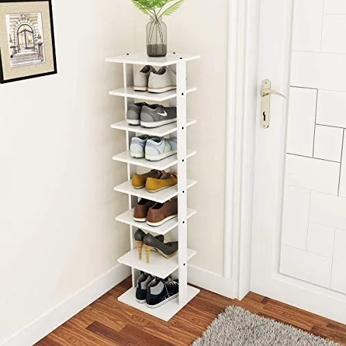 Tangkula 7 Tiers Vertical Shoe Rack, Entryway Slim Wooden Shoes Racks, Skinny Shoe Rack Organizer, Space Saving Shoes Storage Stand for Front Door (White, Single) Tangkula 7 Tiers Vertical Shoe Rack, Entryway Slim Wooden Shoes Racks, Skinny Shoe Rack Organizer, Space Saving Shoes Storage Stand for Front Door (White, Single)