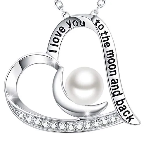 Mothers Day Jewelry Gifts for Mom I Love You to the Moon and Back Pearl June Birthstone Necklace Heart Pendant Birthday Gifts Sterling Silver Mothers Day Jewelry Gifts for Mom I Love You to the Moon and Back Pearl June Birthstone Necklace Heart Pendant Birthday Gifts Sterling Silver