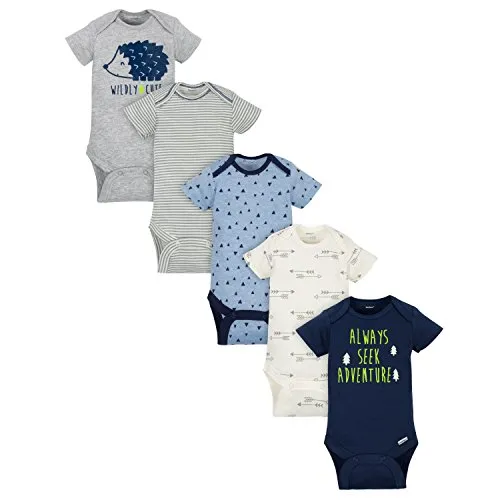 Gerber Baby Boy's 5-Pack Variety Onesies Bodysuits, Hedgehog, Newborn