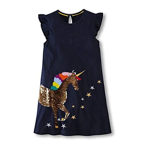 DXTON Toddler Baby Girls Dresses Summer Short Sleeves Dresses Outfits SH6488 6T DXTON Toddler Baby Girls Dresses Summer Short Sleeves Dresses Outfits SH6488 6T