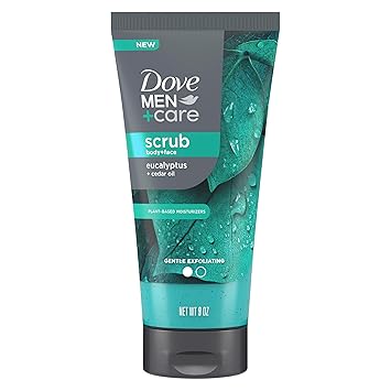 DOVE MEN + CARE Body and Face Scrub Eucalyptus Deeply Exfoliates for Hydrated & Nourished Skin 100% Gentle Cleanser, No Sulfate Cleansers or Parabens 9 oz DOVE MEN + CARE Body and Face Scrub Eucalyptus Deeply Exfoliates for Hydrated & Nourished Skin 100% Gentle Cleanser, No Sulfate Cleansers or Parabens 9 oz