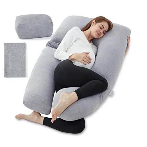 TELER Pregnancy Pillows, Pregnancy Pillow U-Shaped Full Body, Pregnancy Gifts Maternity Pillow Support Detachable Extension 2-in-1 55 inch Pregnancy Body Pillow